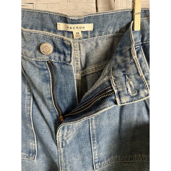 PacSun women’s jeans, high waisted patchwork cargo barrel cut packets streetwear - Picture 3 of 10